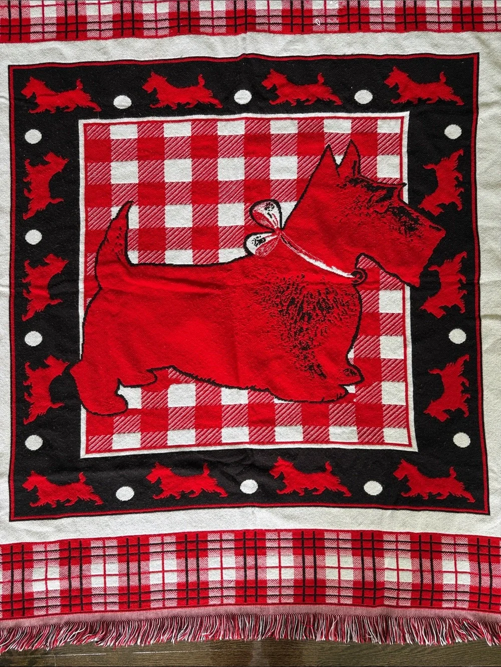 Beacon Scottie Dog Red & Black Plaid Throw Blanket - Made in USA